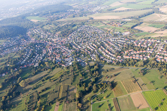 District Grünwettersbach in Karlsruhe in the state Baden-Wuerttemberg, Germany from above
