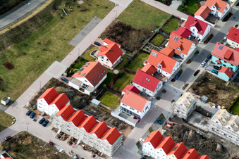 Aerial view of New development area Am Scheidgraben in Wörth am Rhein in the state Rhineland-Palatinate, Germany