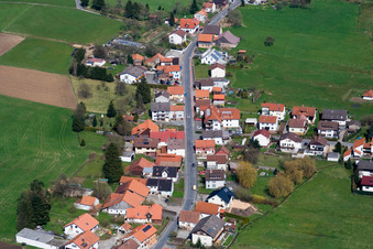 Oblique view of Town View of the streets and houses of the residential areas in the district Affolterbach in Wald-Michelbach in the state Hesse