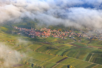 Wine village view under clouds in Birkweiler in the state Rhineland-Palatinate, Germany