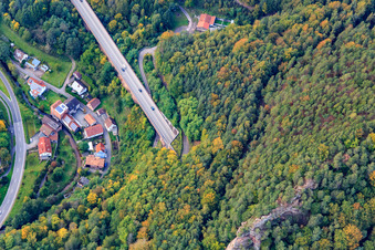 Aerial view of B10 tunnel portal of thekostenfels tunnel in Rinnthal in the state Rhineland-Palatinate, Germany