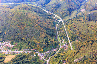 Route of the B10 from the Kostenfels tunnel to the B48 exit in Rinnthal in the state Rhineland-Palatinate, Germany