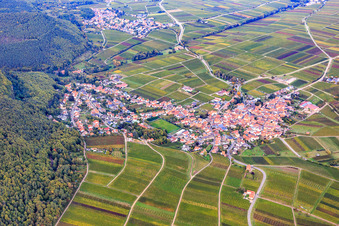 Wine-growing village from the south in Frankweiler in the state Rhineland-Palatinate, Germany