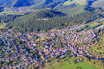 View of the town from the south in Busenberg in the state Rhineland-Palatinate, Germany
