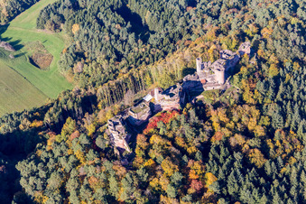 Oblique view of Ruin Old-Dahn in Dahn in the state Rhineland-Palatinate, Germany