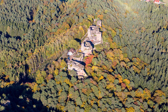 Dahn in the state Rhineland-Palatinate, Germany seen from a drone