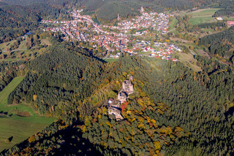 Aerial view of Dahn in the state Rhineland-Palatinate, Germany