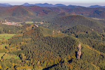 Dahn in the state Rhineland-Palatinate, Germany from the plane