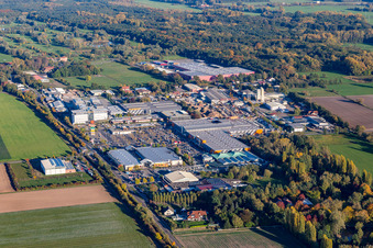 Industrial area with Horbach from the northwest in Bornheim in the state Rhineland-Palatinate, Germany