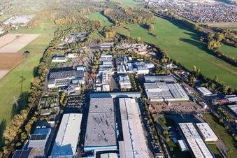 Aerial view of Industrial Area East in Landau in der Pfalz in the state Rhineland-Palatinate, Germany