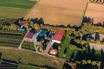 Aerial photograpy of Obsthof Zirker KG in Herxheim bei Landau in the state Rhineland-Palatinate, Germany