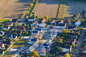 Construction sites in the new development area Am Wingert in the district Hayna in Herxheim bei Landau in the state Rhineland-Palatinate, Germany