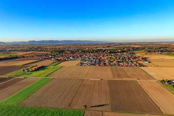 View of the town from the south in Steinweiler in the state Rhineland-Palatinate, Germany out of the air