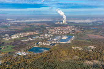 Philippsburg in the state Baden-Wuerttemberg, Germany from a drone
