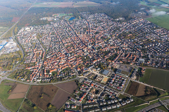 Town View of the streets and houses of the residential areas in Walldorf in the state Baden-Wurttemberg, Germany