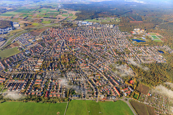City view from the east in Walldorf in the state Baden-Wuerttemberg, Germany