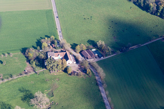 Aerial view of Bierhelderhof Manor Inn in the district Rohrbach in Heidelberg in the state Baden-Wuerttemberg, Germany