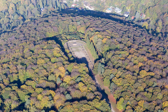 Aerial view of Cemetery of Honor in the district Königstuhl in Heidelberg in the state Baden-Wuerttemberg, Germany