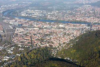 Aerial view of Schillerstr in the district Weststadt in Heidelberg in the state Baden-Wuerttemberg, Germany