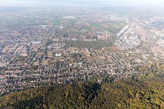Aerial photograpy of District Südstadt in Heidelberg in the state Baden-Wuerttemberg, Germany