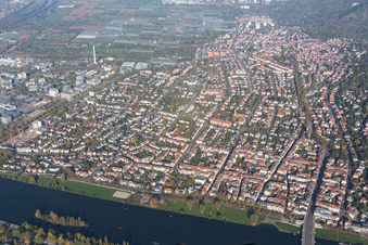 Aerial view of District Neuenheim in Heidelberg in the state Baden-Wuerttemberg, Germany