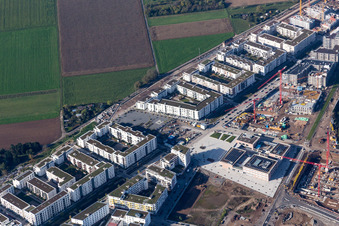 District Bahnstadt in Heidelberg in the state Baden-Wuerttemberg, Germany seen from above