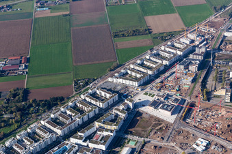 District Bahnstadt in Heidelberg in the state Baden-Wuerttemberg, Germany from the plane