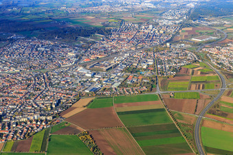 City view from the southeast in Schwetzingen in the state Baden-Wuerttemberg, Germany