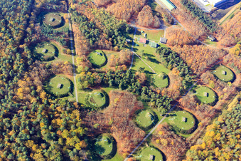 Aerial photograpy of TanQuid Nato tank farm FBG in the forest in Bellheim in the state Rhineland-Palatinate, Germany