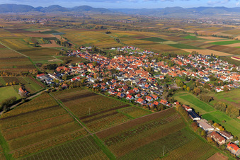 Village view from the southeast in Impflingen in the state Rhineland-Palatinate, Germany