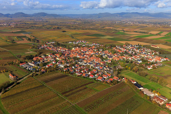 Aerial view of Village view from the southeast in Impflingen in the state Rhineland-Palatinate, Germany