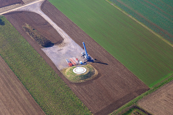 Construction site for the foundation of a wind turbine of the EnBW wind farm Freckenfeld - for a wind turbine with 6 wind turbines in Freckenfeld in the state Rhineland-Palatinate, Germany