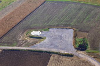 Aerial view of Construction site for the foundation of a wind turbine of the EnBW wind farm Freckenfeld - for a wind turbine with 6 wind turbines in Freckenfeld in the state Rhineland-Palatinate, Germany