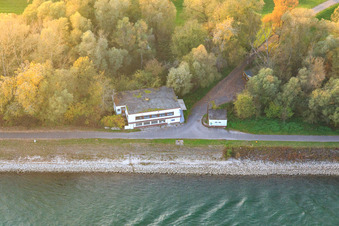 Rhoischnook take-off restaurant on the banks of the Rhine in Germersheim in the state Rhineland-Palatinate, Germany