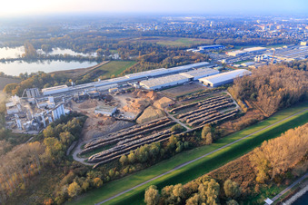 Konrad-Nolte-Straße industrial area from the southeast with Rheinspan GmbH & Co. KG in Germersheim in the state Rhineland-Palatinate, Germany