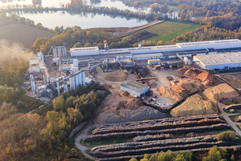 Aerial view of Konrad-Nolte-Straße industrial area from the southeast with Rheinspan GmbH & Co. KG in Germersheim in the state Rhineland-Palatinate, Germany