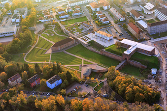 City Park Fronte Lamotte with Lamotte Ravelin (trench defense building), Weissenburg Gate building with in Germersheim in the state Rhineland-Palatinate, Germany