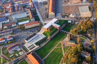 Fronte Lamotte city park with community center Germersheim and tourism, culture and visitor center in the Weissenburg gate building as well as the day care center "Die Kleinen Strolche" in Germersheim in the state Rhineland-Palatinate, Germany