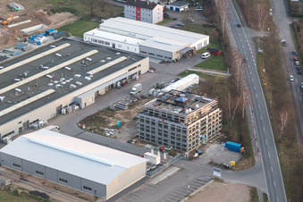 New building construction site in the industrial park of Heka Herzog GmbH in Graben-Neudorf in the state Baden-Wurttemberg, Germany