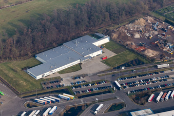 Aerial view of Horst industrial estate in the district Minderslachen in Kandel in the state Rhineland-Palatinate, Germany