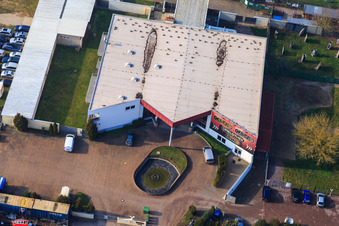 Horst commercial area with PLAY POINT arcade, HA Automobile in the district Minderslachen in Kandel in the state Rhineland-Palatinate, Germany