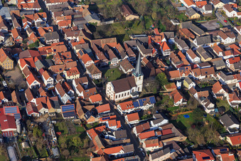 Catholic church in the village center in Venningen in the state Rhineland-Palatinate, Germany