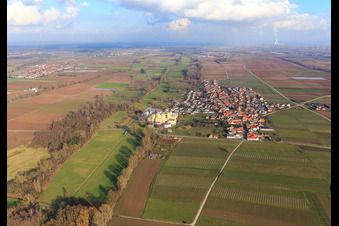 Village view from the west in Freimersheim in the state Rhineland-Palatinate, Germany