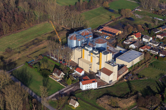 Aerial photograpy of Grain mill Cornexo GmbH in Freimersheim in the state Rhineland-Palatinate, Germany