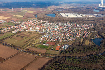 Aerial view of Lingenfeld in Westheim in the state Rhineland-Palatinate, Germany