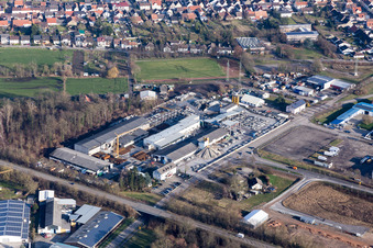 Industrial area, Schneider precast concrete plant in the district Huttenheim in Philippsburg in the state Baden-Wuerttemberg, Germany