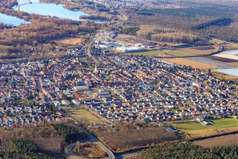 View from the southeast in the district Neudorf in Graben-Neudorf in the state Baden-Wuerttemberg, Germany