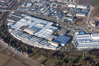Extension - new building - construction site on the factory premises of SEW-EURODRIVE GmbH & Co KG in Graben-Neudorf in the state Baden-Wurttemberg, Germany out of the air