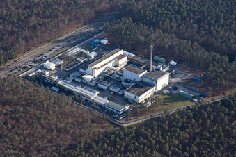 Drone recording of KIK Campus North in the district Leopoldshafen in Eggenstein-Leopoldshafen in the state Baden-Wuerttemberg, Germany