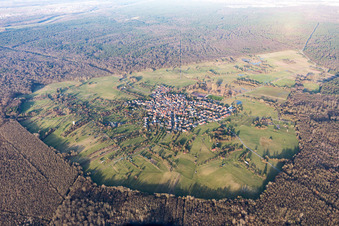 District Büchelberg in Wörth am Rhein in the state Rhineland-Palatinate, Germany viewn from the air